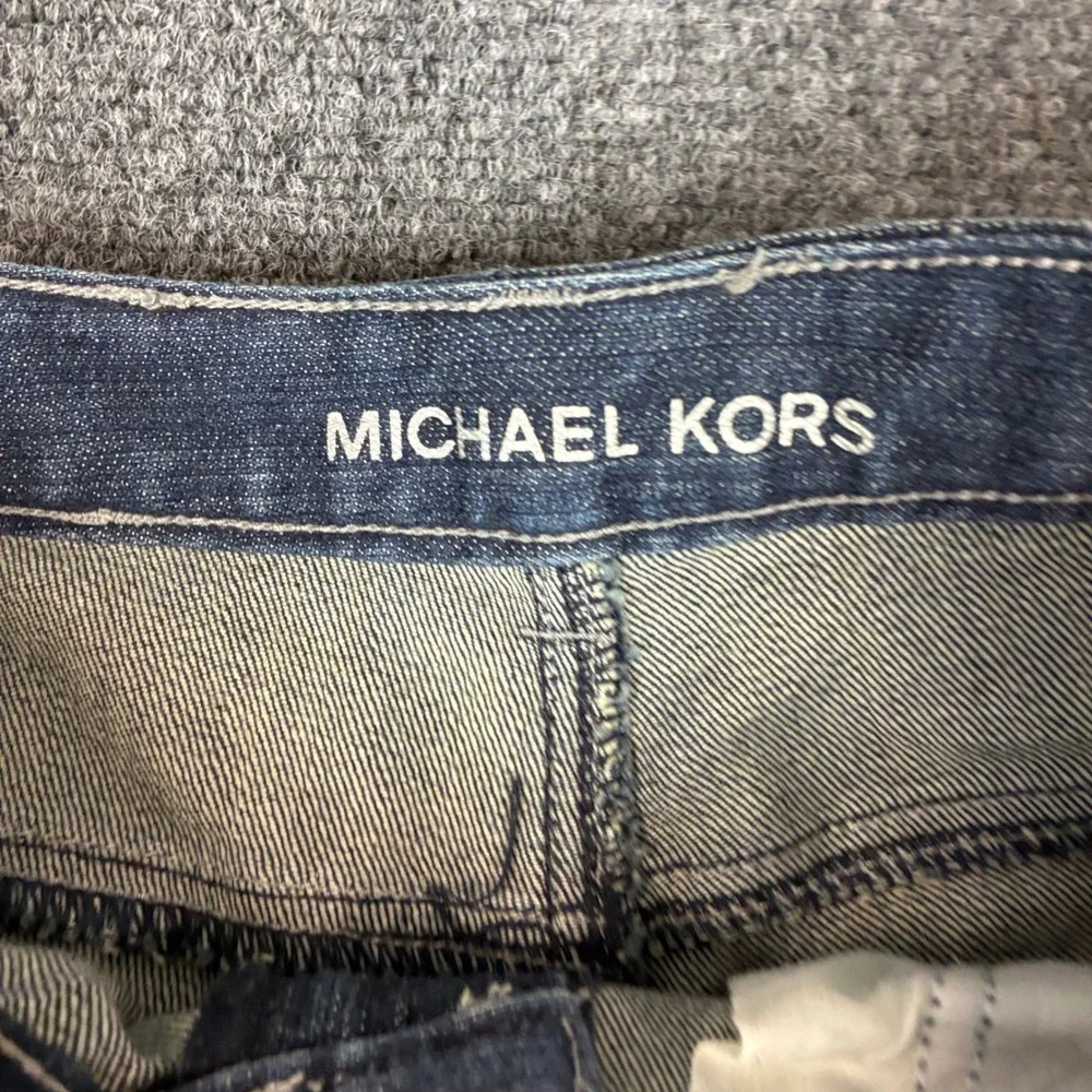 Michael Kors Womens Size 4 30x32 Dark Wash Rhinestone Logo Bootcut Jeans